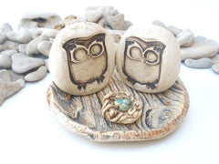 Owls wedding cake topper - Ceramics By Orly
 - 3
