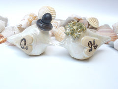 Personalized rustic wedding cake topper with your initials and your special date - Ceramics By Orly
 - 5