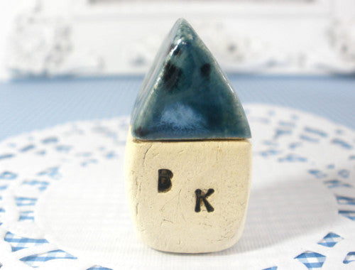 Personalized ceramic tiny house with your initials