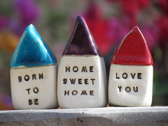 Anniversary gift Message houses Miniature houses Personalized gift - Ceramics By Orly
 - 2