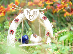 Swing wedding cake topper A pair of ceramic love birds swings under their love tree - Ceramics By Orly
 - 2
