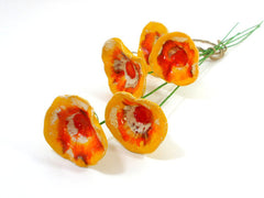 Fall decor Ceramic flowers A beautiful handmade ceramic orange, yellow and red flowers set - Ceramics By Orly
 - 2