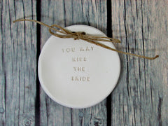 You may kiss the bride Wedding ring bearer Ring dish Wedding Ring pillow - Ceramics By Orly
 - 2