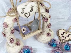 Swing wedding cake topper A pair of ceramic love birds swings under their love tree - Ceramics By Orly
 - 3