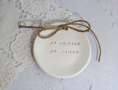 My beloved my friend Wedding ring bearer Ring dish Wedding Ring pillow - Ceramics By Orly
 - 1