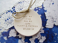 Personalized Wedding ring dish All my love All my life - Ceramics By Orly
 - 2