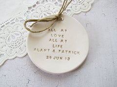 Personalized Wedding ring dish All my love All my life - Ceramics By Orly
 - 3