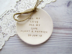 Personalized Wedding ring dish All my love All my life - Ceramics By Orly
 - 5