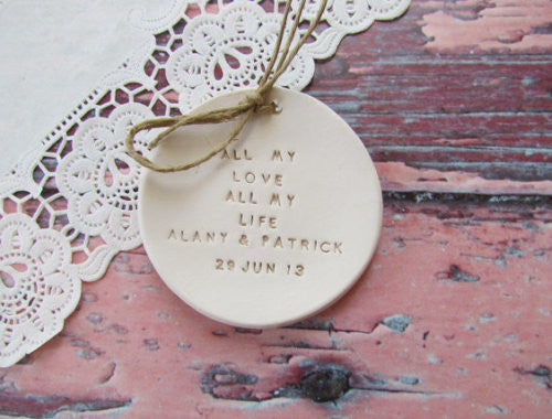 Personalized Wedding ring dish All my love All my life - Ceramics By Orly
 - 1