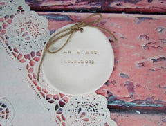 MR & MRS Wedding ring dish with your wedding date - Ceramics By Orly
 - 1