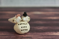 Wedding cake topper Custom love birds - Happily ever after Personalized wedding cake topper - Ceramics By Orly
 - 3