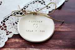 Forever Wedding ring dish with your names - Ceramics By Orly
 - 3