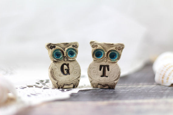 Personalized owls wedding cake topper