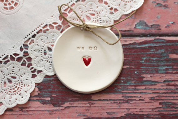 Wedding ring bearer We Do Ring dish Wedding Ring pillow – Ceramics