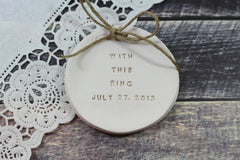 Personalized wedding ring dish With this ring alternative wedding Ring pillow - Ceramics By Orly
 - 4