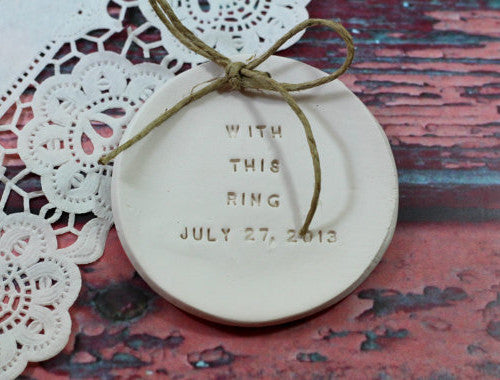 Personalized wedding ring dish With this ring alternative wedding Ring pillow - Ceramics By Orly
 - 1