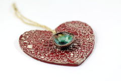 Decorate your Christmas tree with a beautiful handmade ceramic heart ornament, Wedding reception - Ceramics By Orly
 - 2