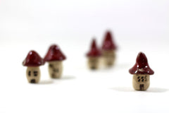 A set (of 5) rustic ceramic fantazy cottages in a color of your choice Ceramic miniature houses Home decoration Collection Little house - Ceramics By Orly
 - 1