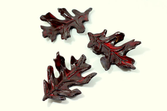 Brown and Red ceramic leaves - Ceramics By Orly
 - 1