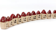 Wedding favors Red Love house - miniature houses Little rustic houses Red house Engagement gift Valentine day - Ceramics By Orly
 - 4