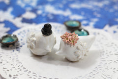 Birds Wedding Cake Topper, Personalized Wedding Cake Topper, Kissing Birds Clay Figurine - Ceramics By Orly
 - 8