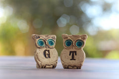 Personalized owls wedding cake topper - Ceramics By Orly
 - 2
