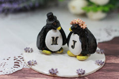 Personalized Wedding cake topper Penguin cake topper Animal cake topper Wedding cake topper Bride and groom - Ceramics By Orly
 - 2