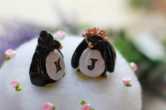 Personalized Wedding cake topper Penguin cake topper Animal cake topper Wedding cake topper Bride and groom - Ceramics By Orly
 - 4