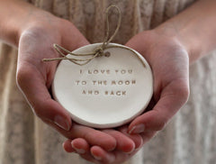 I love you to the moon and back ring dish - Ceramics By Orly
 - 5