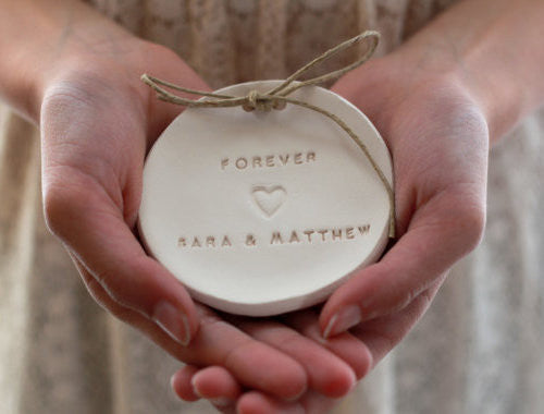 Forever Wedding ring dish with your names - Ceramics By Orly
 - 1
