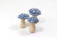 Miniature mushrooms in blue and white - Ceramics By Orly
 - 4