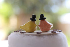 Same sex Love birds cake topper, Wedding cake topper - Ceramics By Orly
 - 1