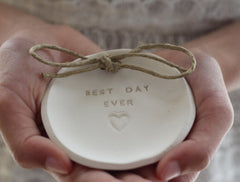 Best day ever Wedding ring dish - Ceramics By Orly
 - 1