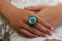 One of a kind turquoise and brown ceramic ring - Ceramics By Orly
 - 3