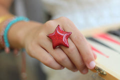 Star ring Ceramic jewelry Ceramic ring Red ring Boho chic - Ceramics By Orly
 - 1