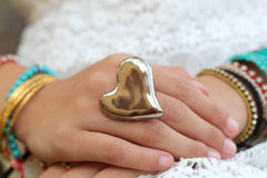 Golden heart ring Ceramic jewelry Ceramic ring Valentine's day gift Heart ring - Ceramics By Orly
 - 4