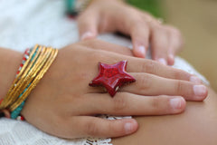 Star ring Ceramic jewelry Ceramic ring Red ring Boho chic - Ceramics By Orly
 - 4