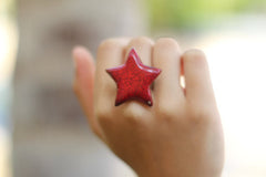 Star ring Ceramic jewelry Ceramic ring Red ring Boho chic - Ceramics By Orly
 - 5