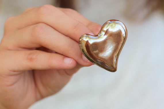 Golden heart ring Ceramic jewelry Ceramic ring Valentine's day gift Heart ring