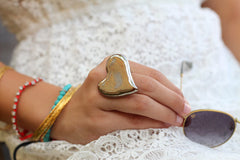 Golden heart ring Ceramic jewelry Ceramic ring Valentine's day gift Heart ring - Ceramics By Orly
 - 4
