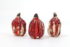 Red and white ceramic pumpkins - Ceramics By Orly
 - 3
