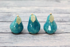 Aqua Ceramic pears Cottage chic Shabby chic Table centerpiece, Wedding reception - Ceramics By Orly
 - 4
