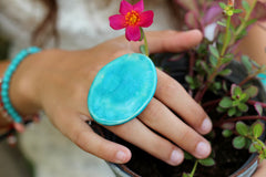 Turquoise statement ring - Ceramics By Orly
 - 1