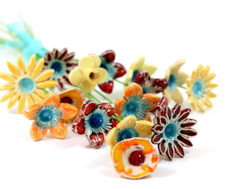 Ceramic Flowers for home decor (set of 5 )