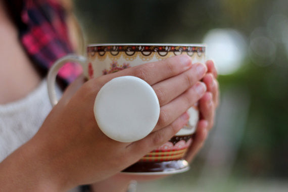 White ring - adjustable cocktail ring Boho chic jewelry