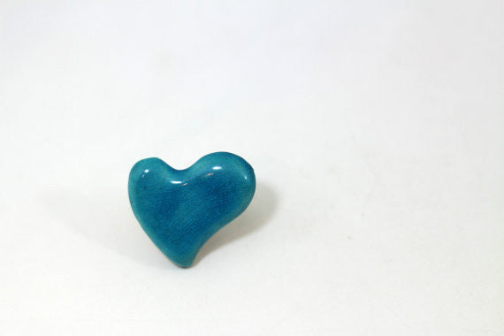 Aqua heart ring Ceramic jewelry Ceramic ring Turquoise ring Valentine's day gift Heart ring