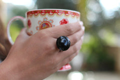 Ceramic jewelry Black ring Ceramic ring Statement ring - Ceramics By Orly
 - 1