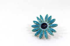 Flower ring Turquoise ring Cocktail ring Big ring Ceramic jewelry - Ceramics By Orly
 - 5