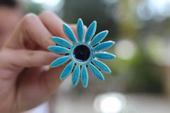 Flower ring Turquoise ring Cocktail ring Big ring Ceramic jewelry - Ceramics By Orly
 - 3