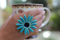 Flower ring Turquoise ring Cocktail ring Big ring Ceramic jewelry - Ceramics By Orly
 - 4